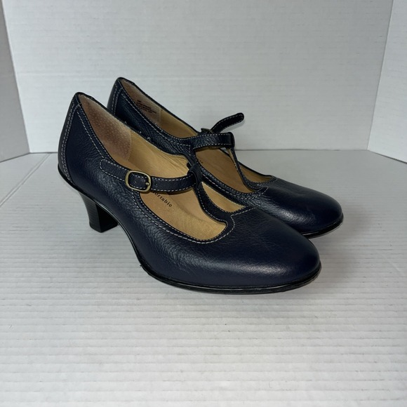 Softspots Mary Jane Navy Blue Leather Heels 6.5 W Women's Comfort Shoes Classic - Picture 1 of 8